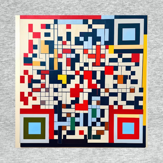 RickRoll QR Code Piet Mondrian Style Painting by ravel.live